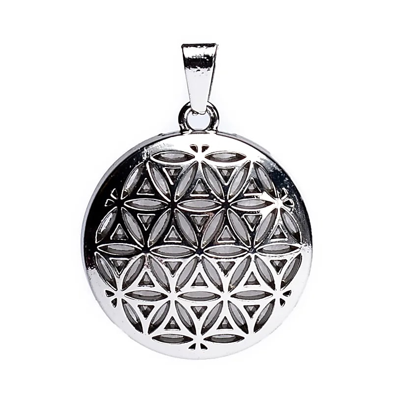 Pendentif Fleur de vie avec Cristal de roche -- 3cm