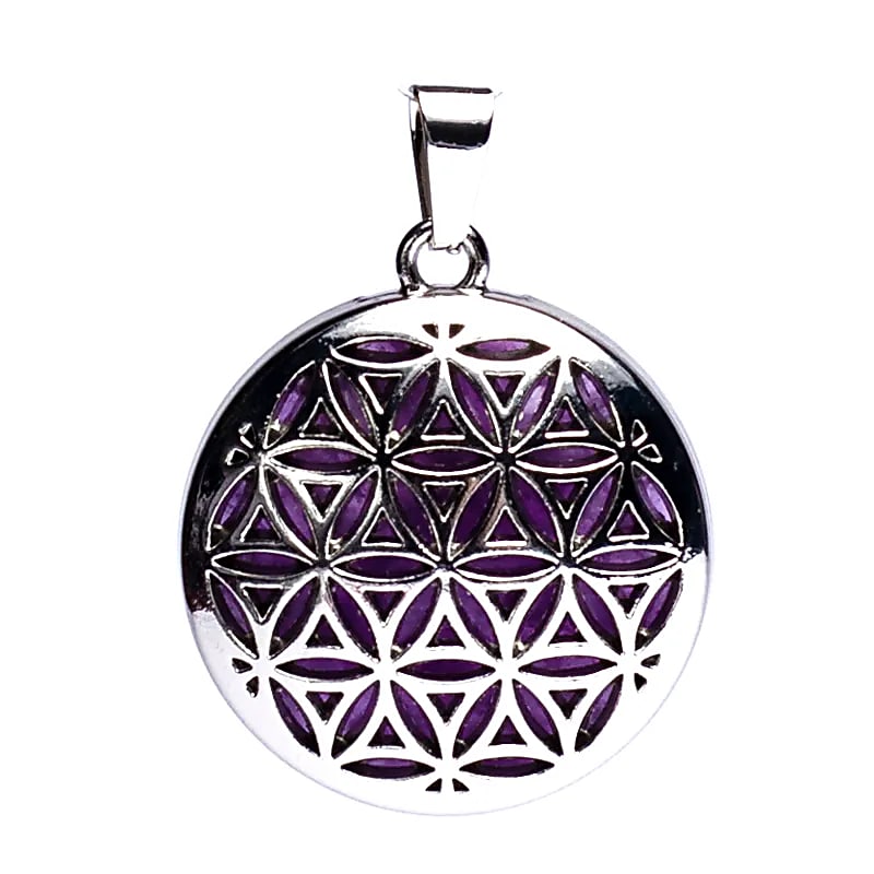 Pendentif Fleur de vie avec Améthyste -- 3cm