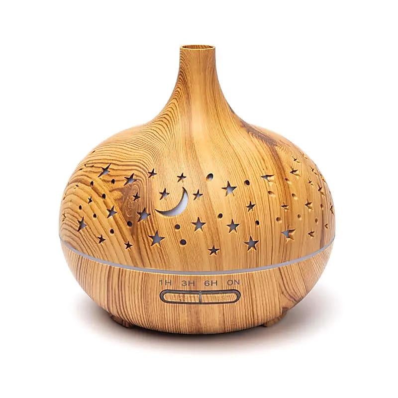 Diffuseur d'arôme Starlight rond imprimé bois -- 400 ml