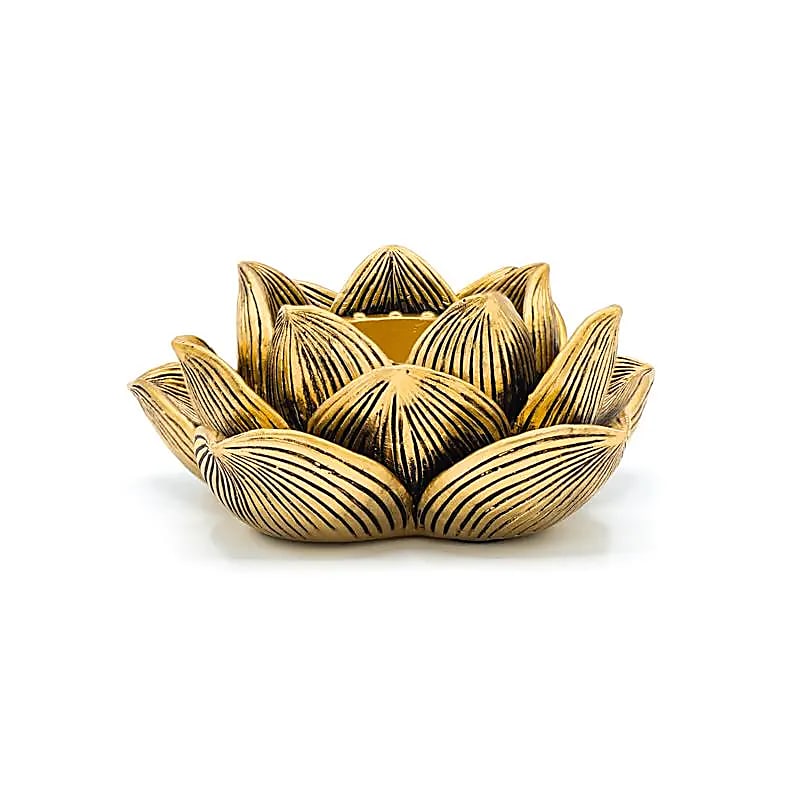 Photophore Lotus couleur or -- 11.5x11x4.8 cm