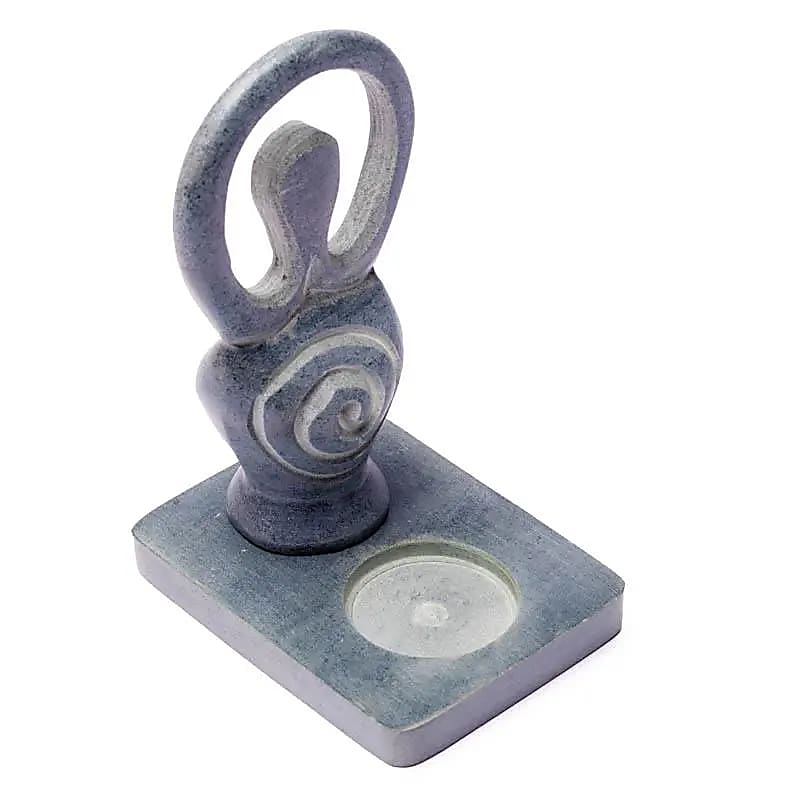 Bougeoir Divinité en pierre Ollaire -- 11 cm