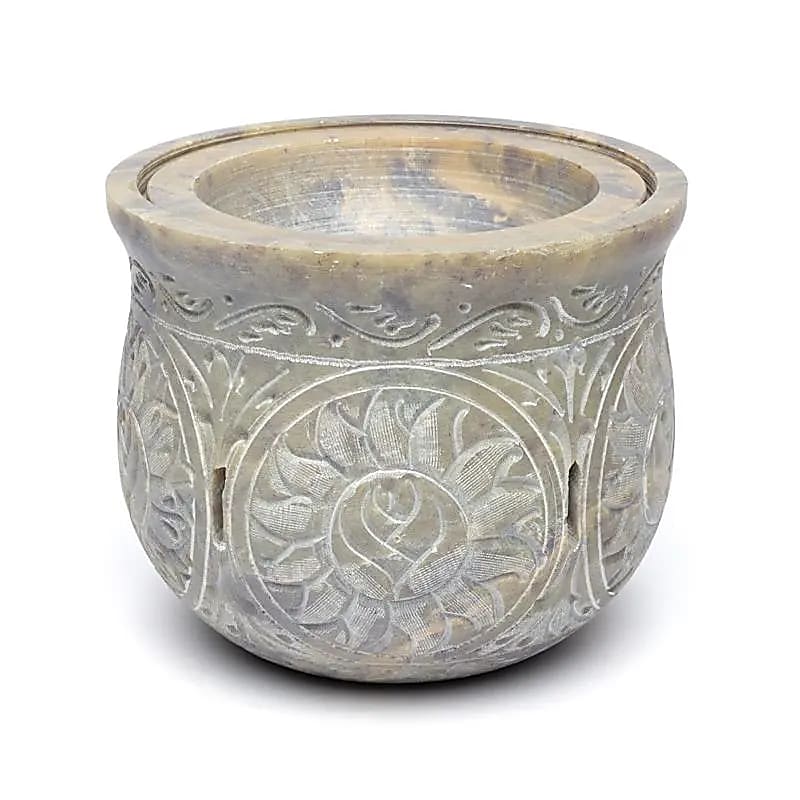 Encensoir -lampe aromatique pierre à savon -- 1500 g; 14 cm