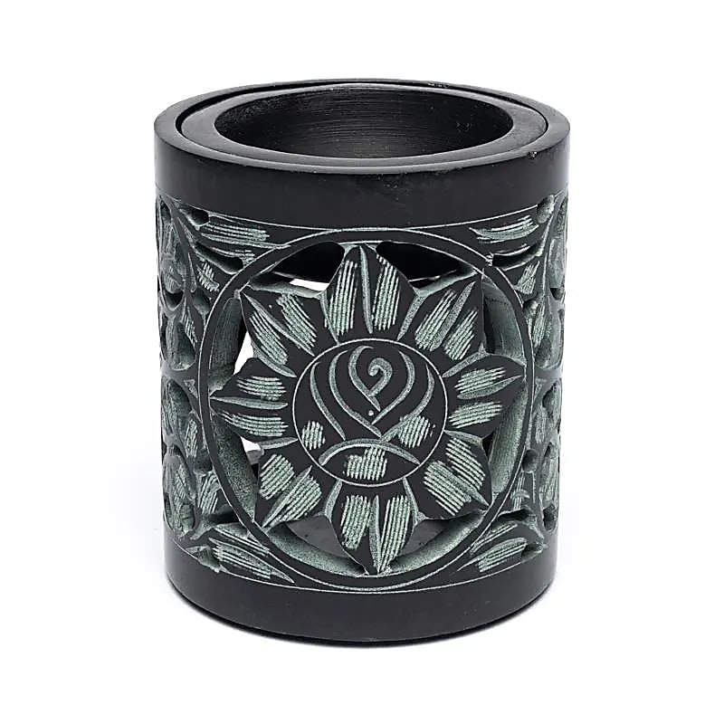 Encensoir -lampe aromatique pierre à savon noire -- 600 g