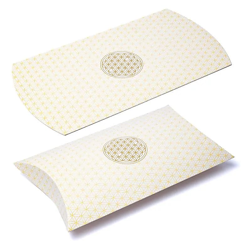 Les boîtes à oreillers XL Fleur de Vie blanc or -- 35,5x25,4cm