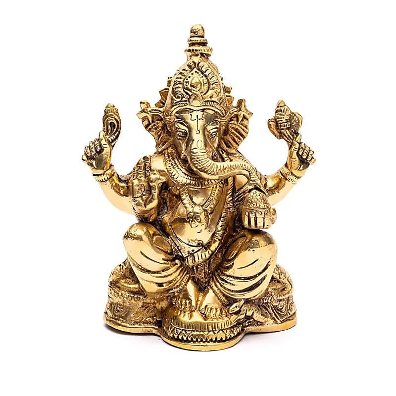 Ganesha assis laiton -- 1460g ; 16 cm