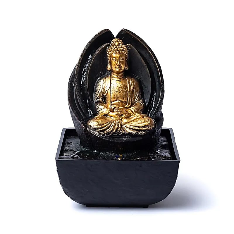 Fontaine à eau Bouddha en méditation --13.3x13.3x17.5cm