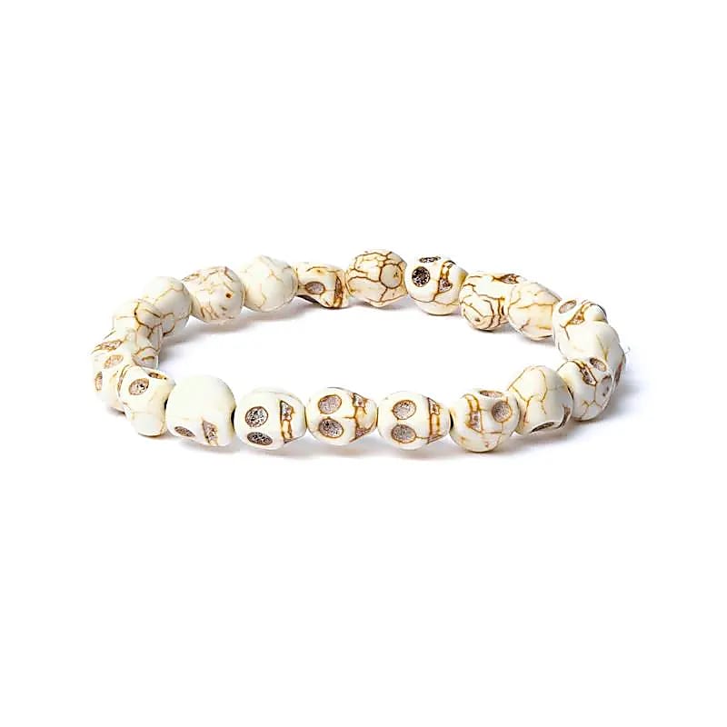 Bracelet en os 21 perles en forme de crânes -- ±1cm