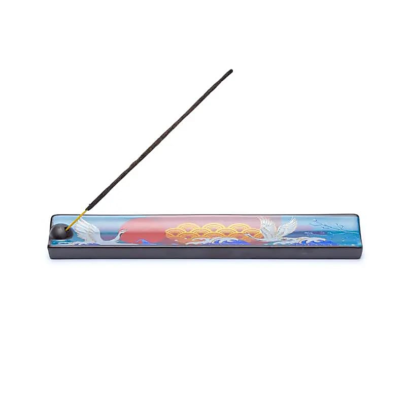 Porte-encens en céramique Grues porte bonheur -- 22.5cm