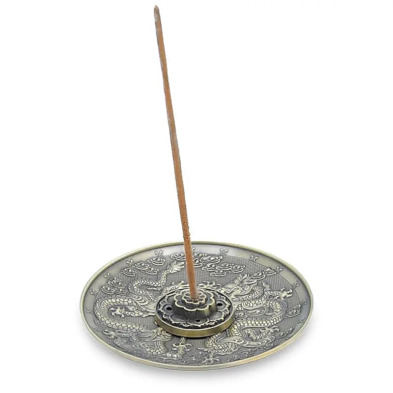 Brûleur d'encens Dragons couleur bronze -- 10x10 cm