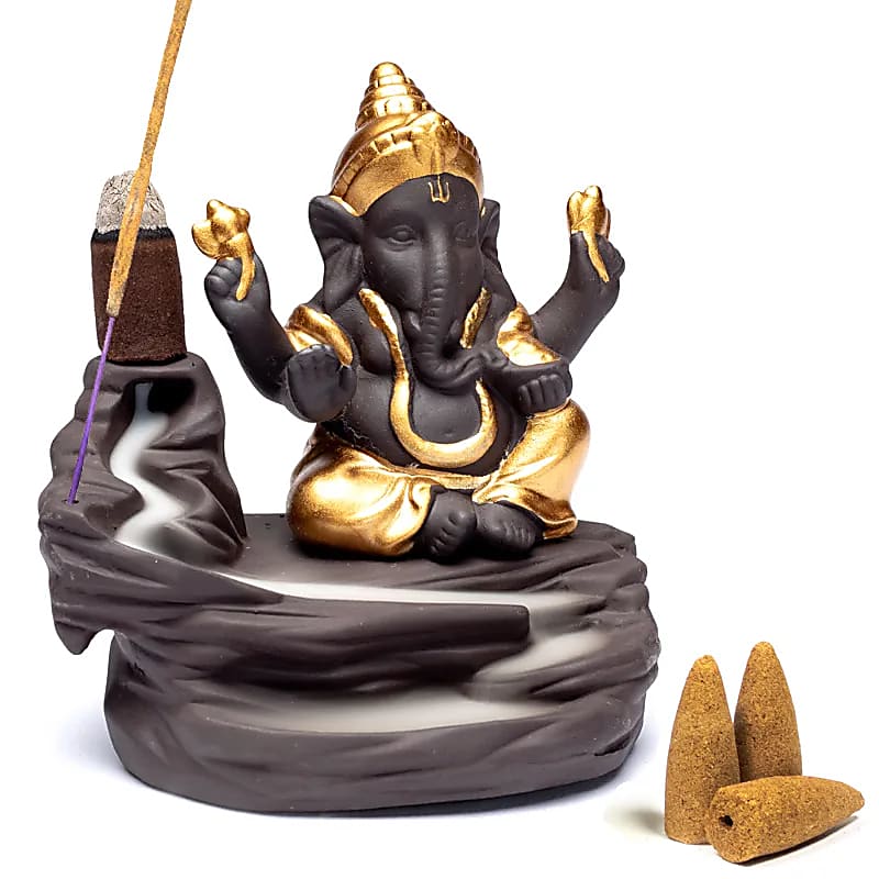 Brûle encens à refoulement Ganesh -- 9x6x10 cm