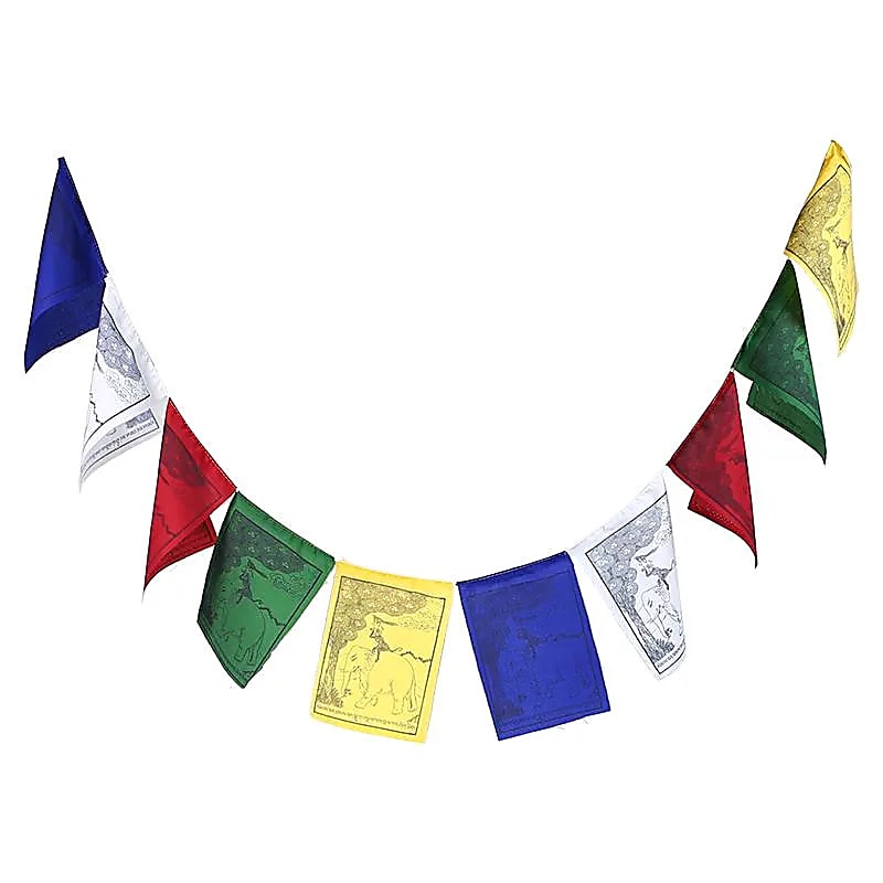 Drapeaux de prière tibet Les quatre amis -- 20x15.5 cm