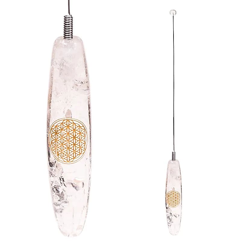Bio-tensor Cristal de roche et fleur de vie -- 32 cm