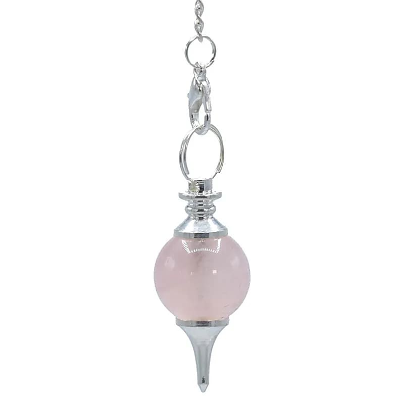 Pendule Quartz rose poli et métal -- 12 g; 3.5x1.7 cm