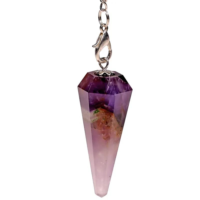 Pendule Améthyste chaînette 7 Chakra -- 16 g; 3-4 cm