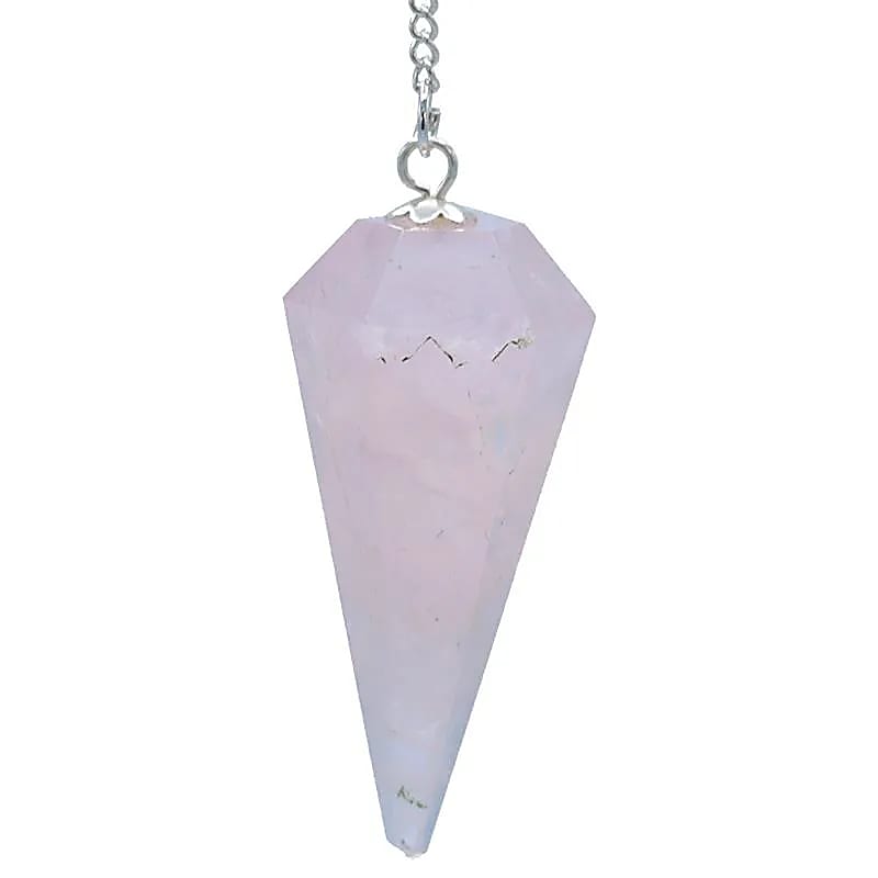 Pendule Quartz rose pointe à facettes -- 3.5 cm
