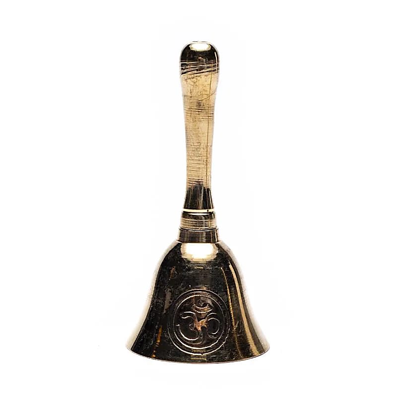 Cloche en laiton avec le symbole Om -- 9.5x4.5 cm
