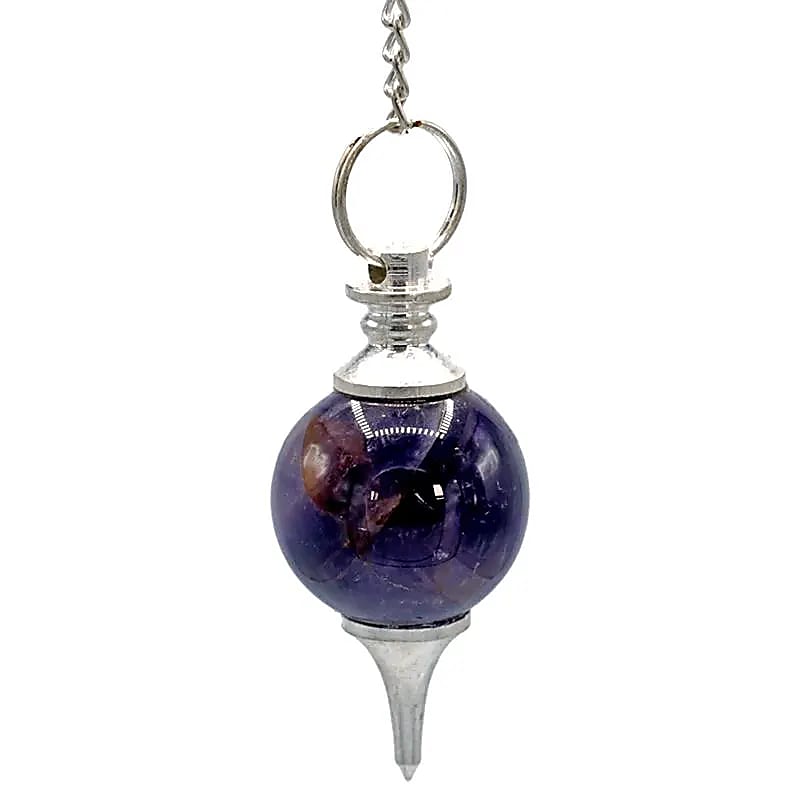 Pendule Améthyste métal sphérique -- 19 g; 4x2 cm