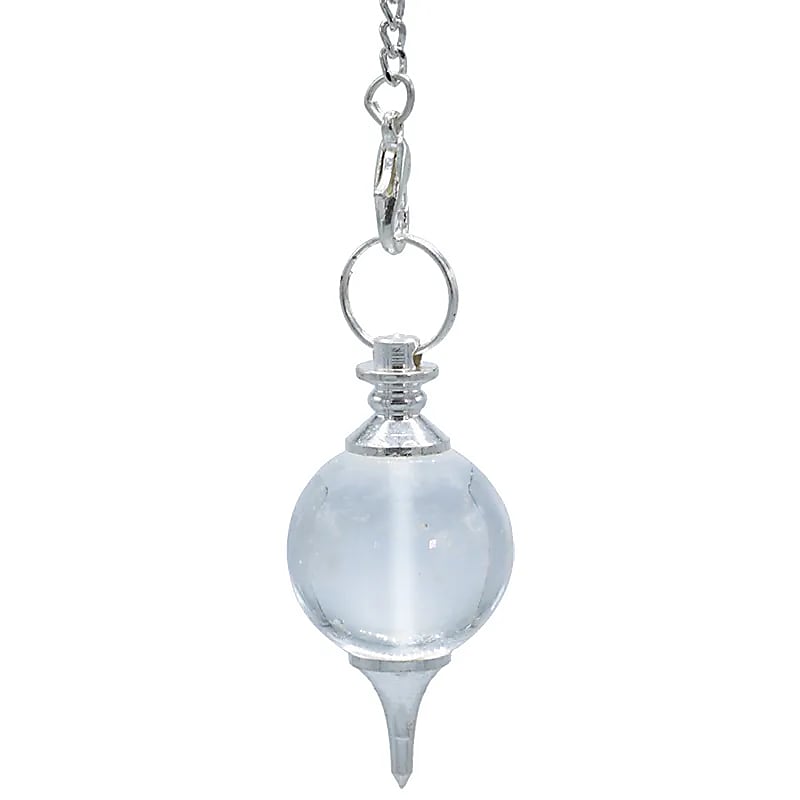 Pendule Cristal roche métal sphéri. -- 12 g; 3.5x1.5 cm