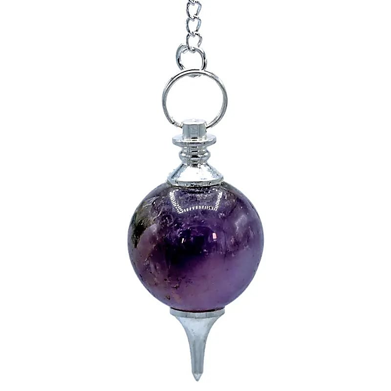 Pendule Améthyste chaînette Chakra -- 24 g; 4x2 cm