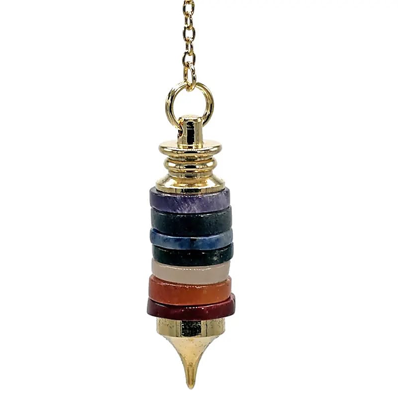 Pendule pierres dures couleurs 7 Chakra -- 14 g; 4.5x1 cm
