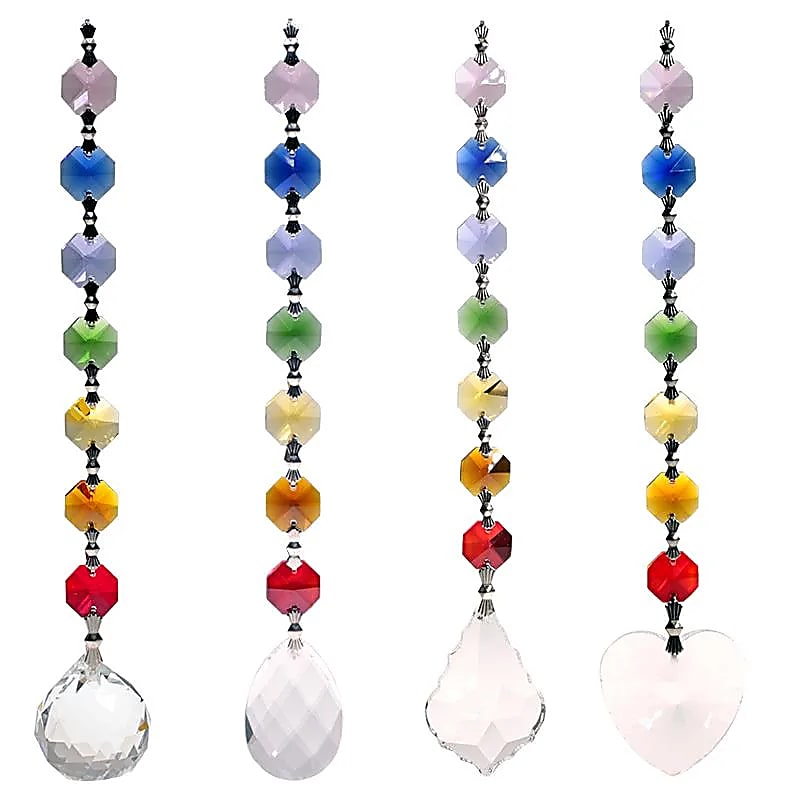 Cristaux Feng Shui SET 4 guirlandes Chakra -- 20 cm