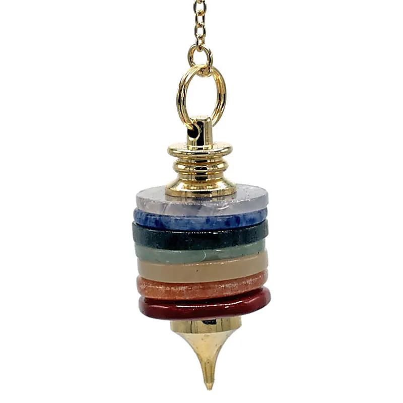 Pendule pierres dures couleurs 7 Chakra L -- 16 g; 4x1.8 cm
