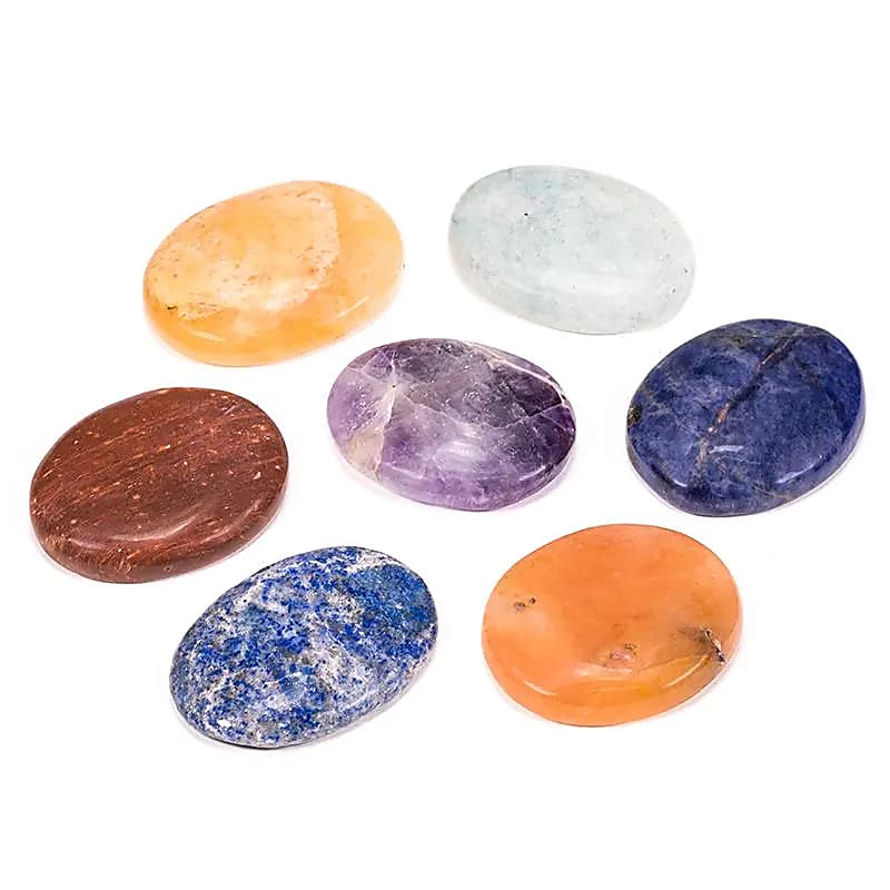 Chakra Lot de 7 pierres ovales -- 4x2.7 cm