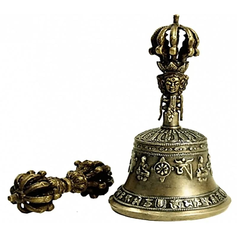 Dorje  et Cloche laiton qualité supérieure - M -- 18x9.5 cm
