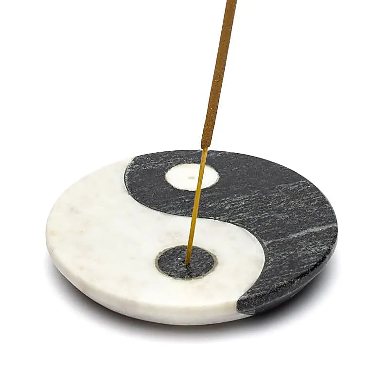 Brûle bâtons encens Ying Yang en pierre Ollaire -- 10 cm