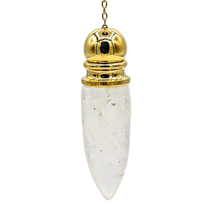 Pendule Cristal de roche plaqué laiton -- 20 g; 5.3 cm