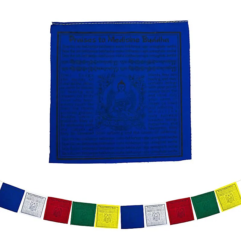 Drapeaux de prière tibétains Bouddha de la Médecine -- 20x20x210cm