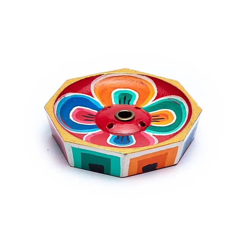 Brûle bâton d'encens lotus en bois coloré -- 6 cm