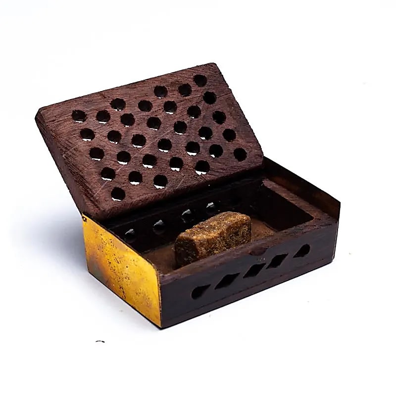 Encens Résine -Vanille Ambre + diffuseur en bois -- 6x4 cm