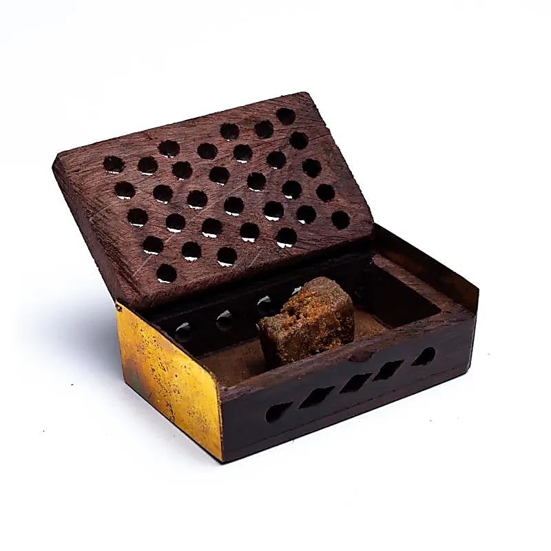 Encens Résine - Myrrhe + diffuseur en bois -- 6x4 cm