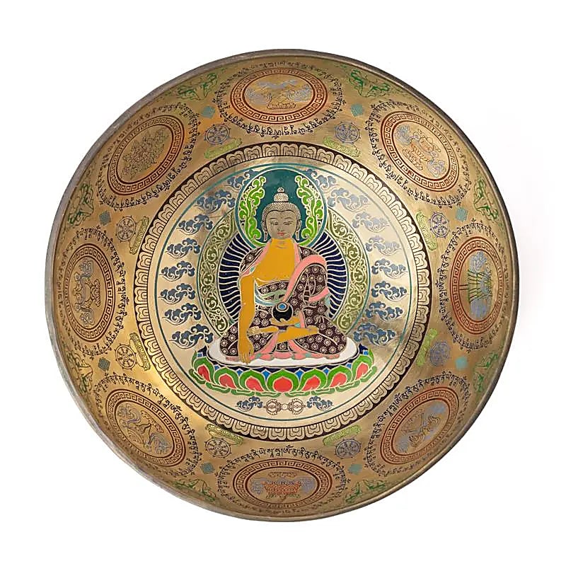 Bol chantant Bouddha Shakyamuni peint à la main -- 29–32 cm; ±2500–3300 g