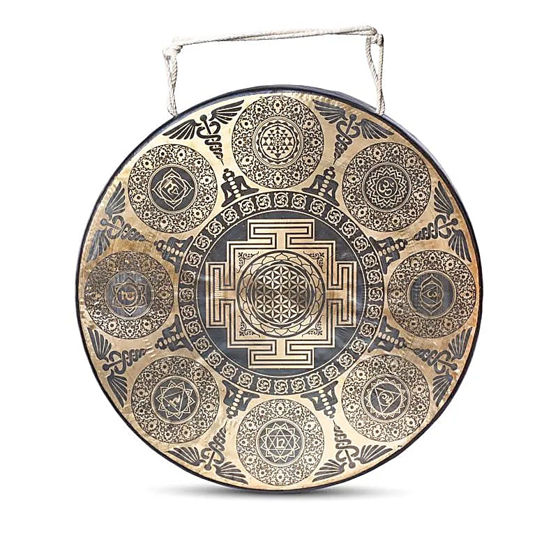 Gong népalais gravé 7 Chakras -- 60cm; 9,5kg