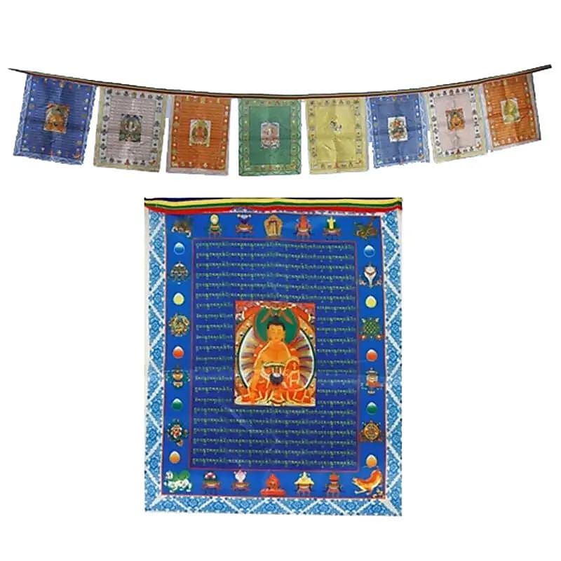 Drapeaux de prières bouddhas fil de 10 -- 28x35x300 cm