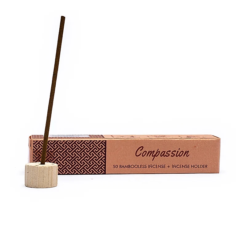 Encens aux herbes sans bambou avec support Compassion -- 34 g