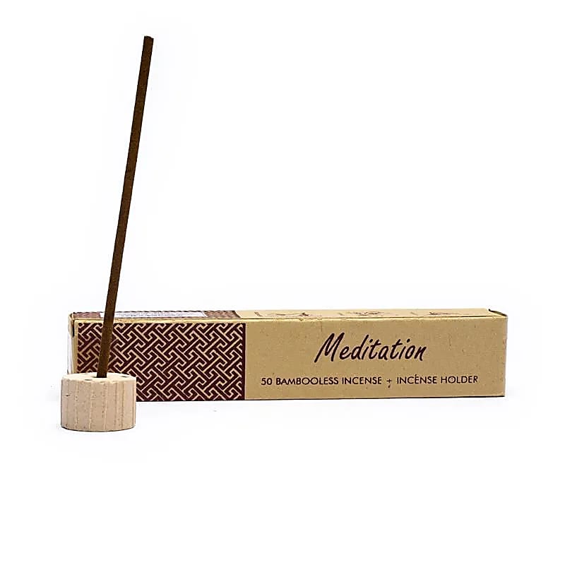 Encens aux herbes sans bambou avec support Méditation -- 34 g