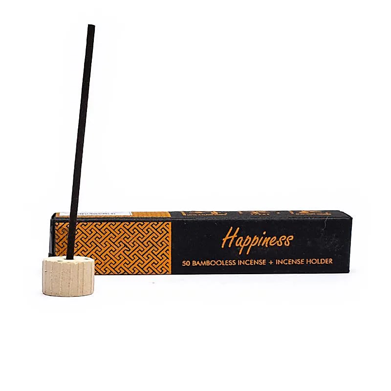 Encens aux herbes sans bambou avec support Happiness -- 34 g
