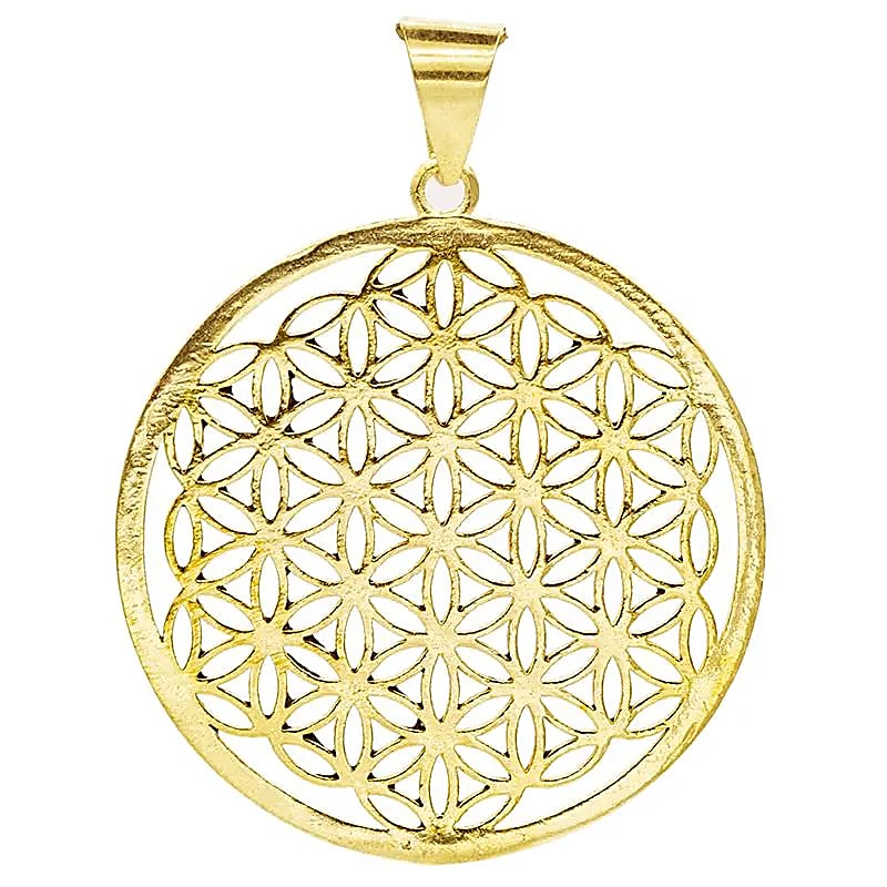 Fleur de la vie pendentif laiton collier doré -- 3 cm