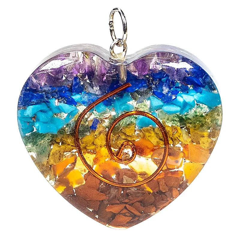 Orgonite pendentif en forme de coeur multicouleur -- 4x4.2 cm
