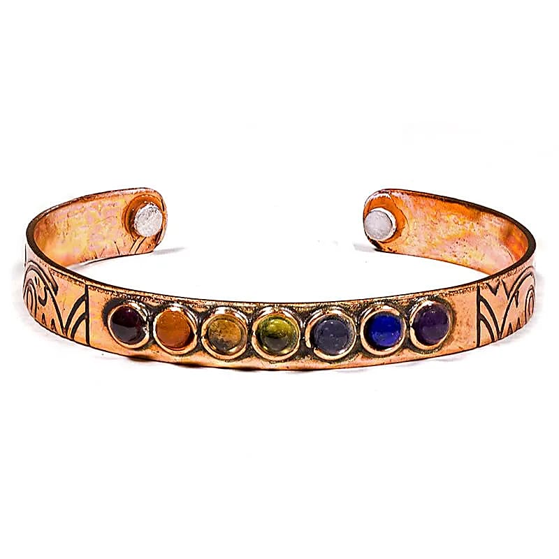 Bracelet couleur chakra cuivre magnétique -- ±6.5cm