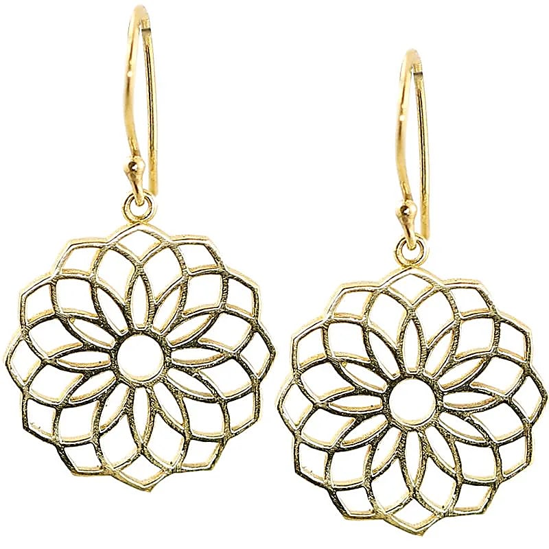 Boucles d'oreilles graines de la vie laiton couleur or -- 2.5 cm