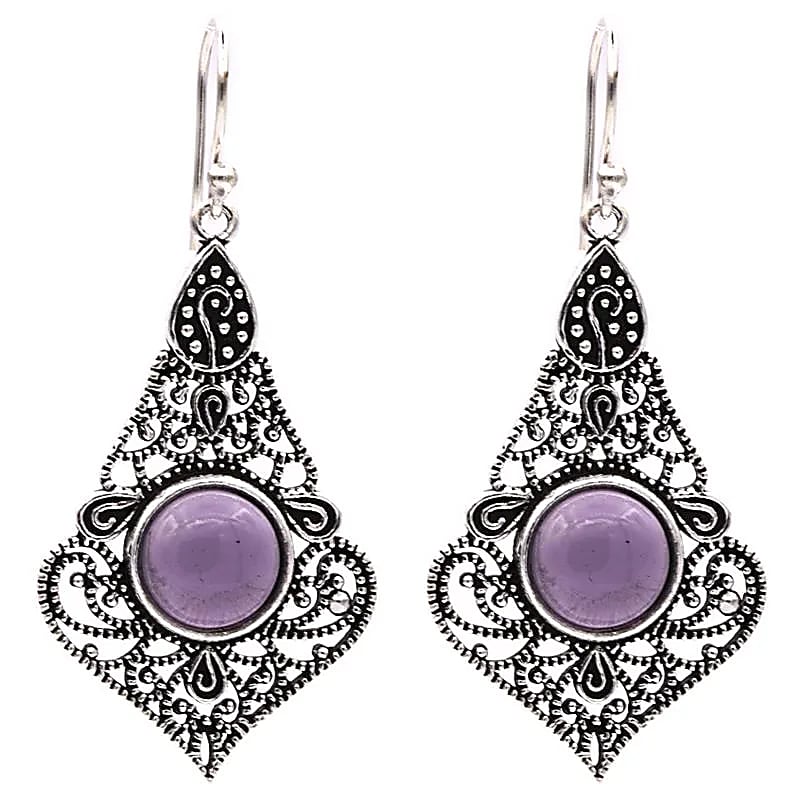 Boucles d'oreilles avec améthyste -- 4x2.5 cm