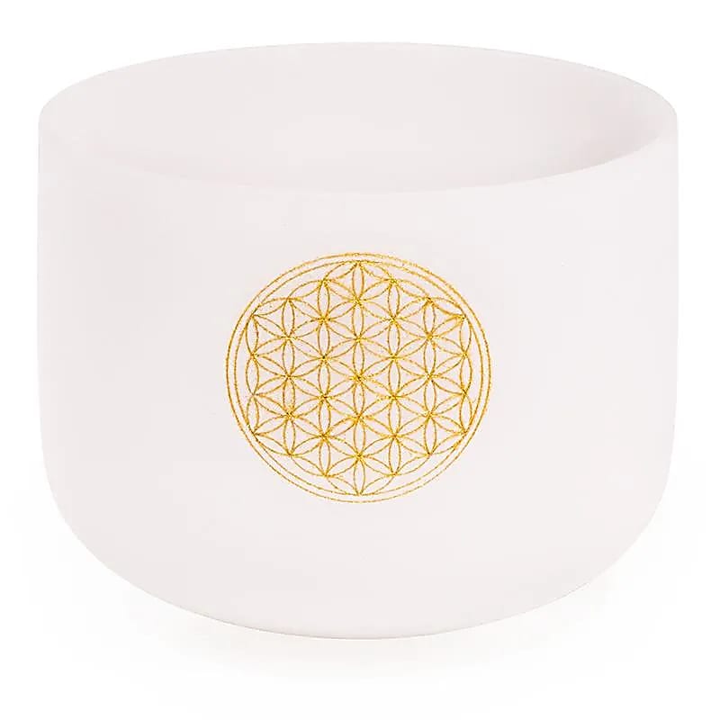 Bol chantant cristal note FA Fleur de vie + housse