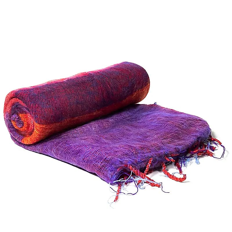 Châle de Méditation violet à rayures -- 200x80 cm