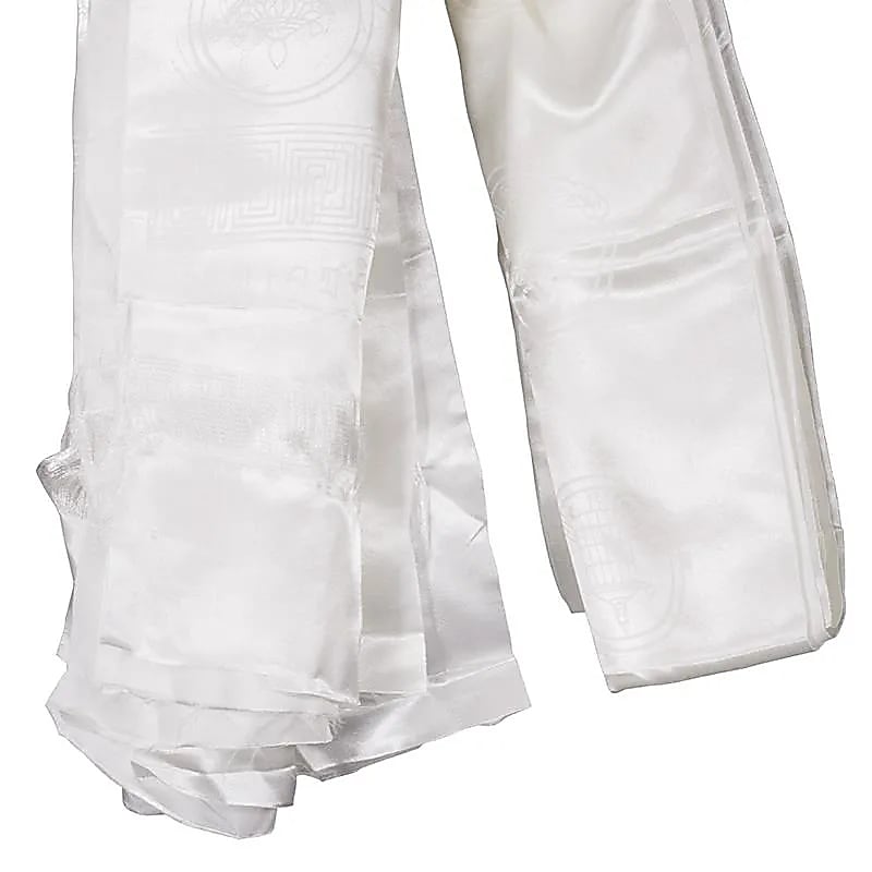 Kathag tibétaine blanche avec 8 signes auspicieux -- 180 cm