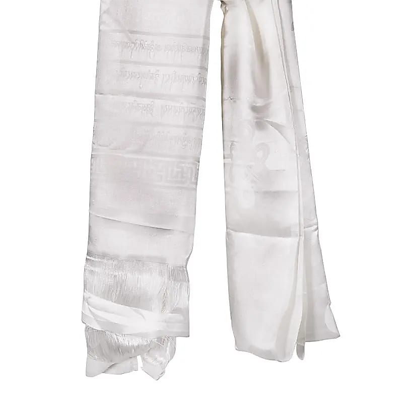 Kathag écharpe tibétaine de luxe blanche XL -- 240 cm