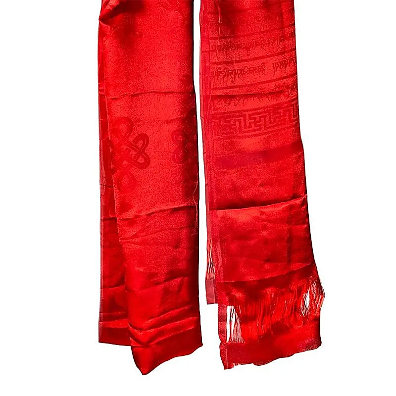 Kathag écharpe tibétaine de luxe rouge XL -- 240 cm